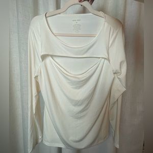 3 for $15 🦋 Nine West Cream Long Sleeve Open Neck Blouse XL Lightweight
